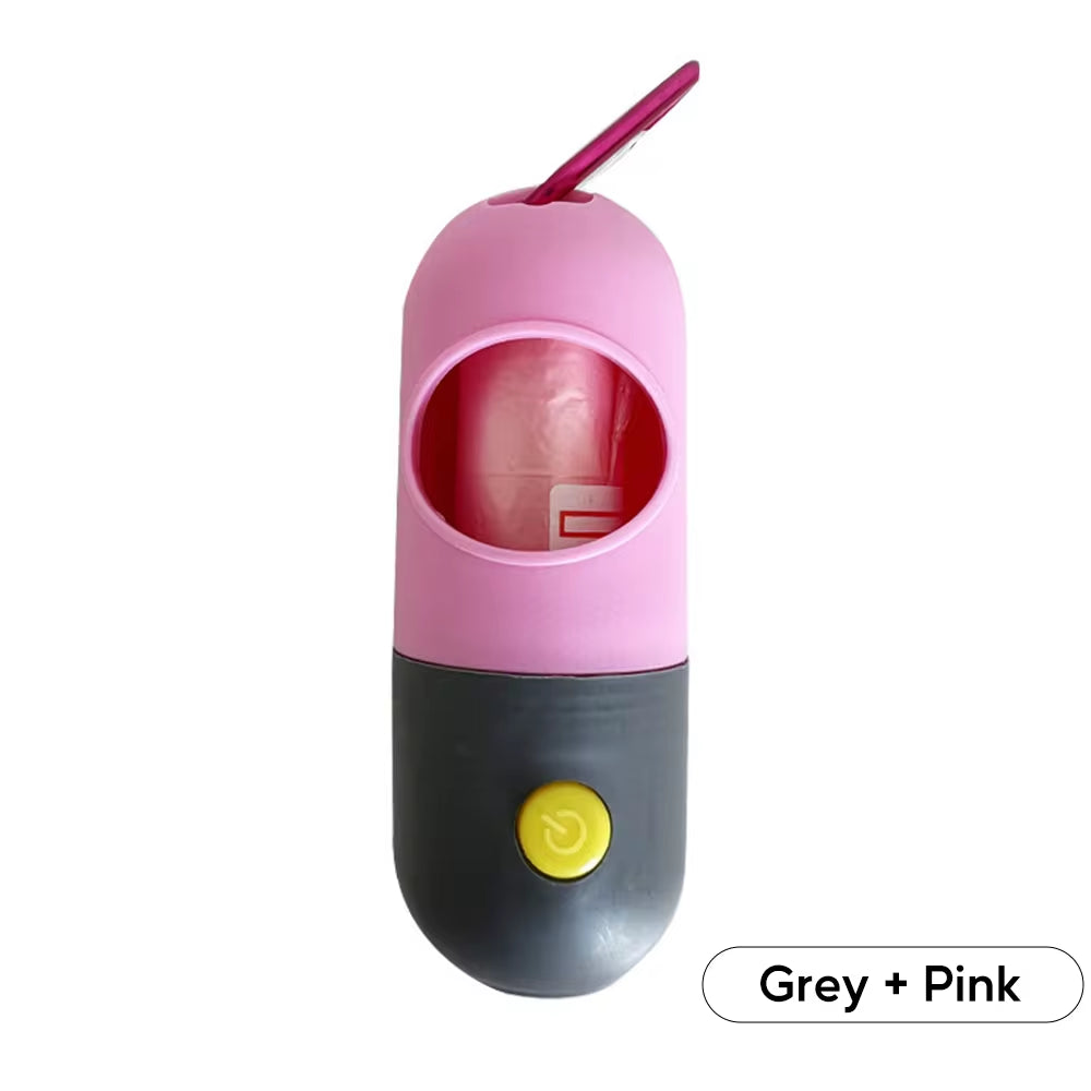LED Light Dog Poop Bag Dispenser – Portable, Degradable Waste Bags for Easy Cleanup