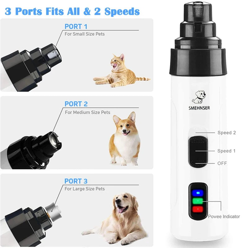 🐾 Rechargeable Dog Nail Grinder – Quiet, Safe & Professional Pet Nail Trimmer