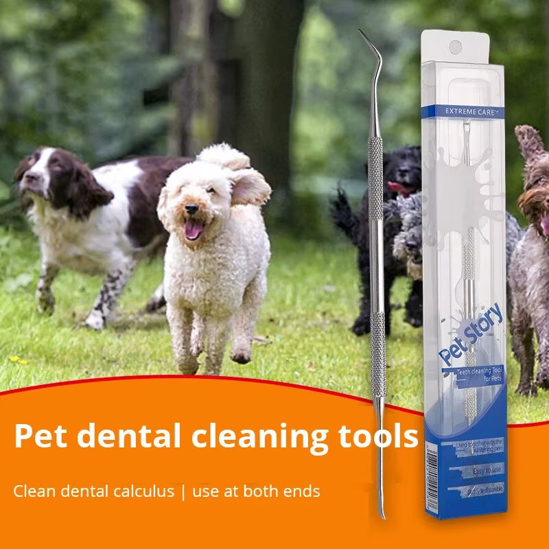 🐾 Stainless Steel Pet Dental Cleaning Tool – Tartar Remover & Breath Freshener for Dogs & Cats