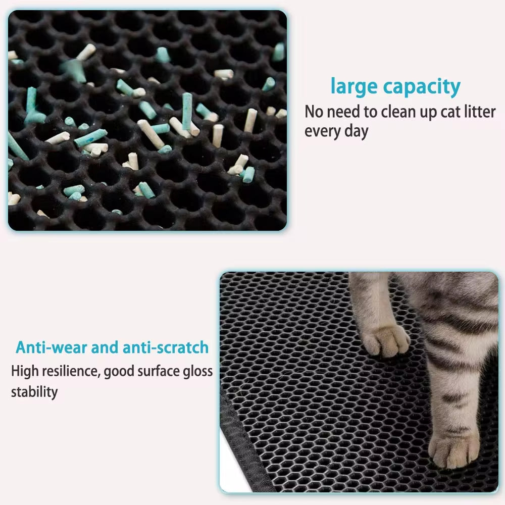 🐾 Double-Layer Waterproof Cat Litter Mat – Keep Your Home Clean & Litter-Free!
