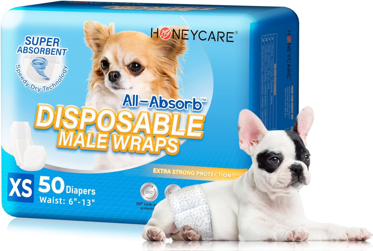 All-Absorb A26 Male Dog Wraps – 50 Count (Small)