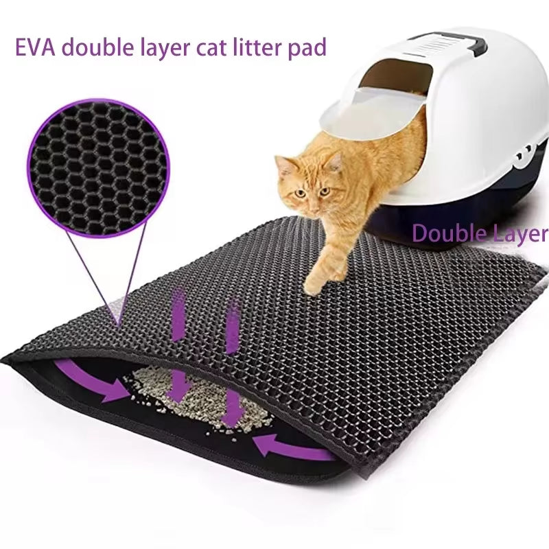 🐾 Double-Layer Waterproof Cat Litter Mat – Keep Your Home Clean & Litter-Free!