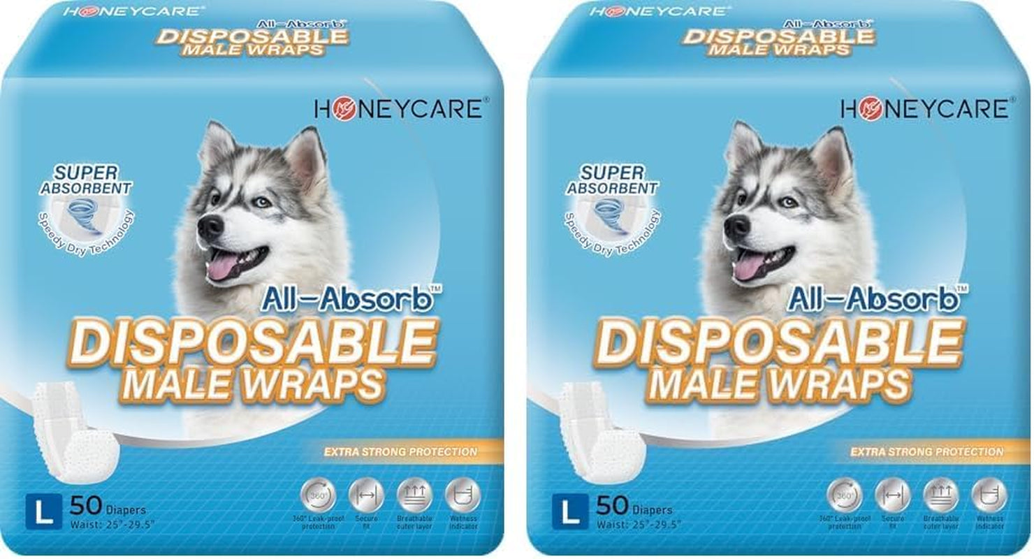 All-Absorb A26 Male Dog Wraps – 50 Count (Small)