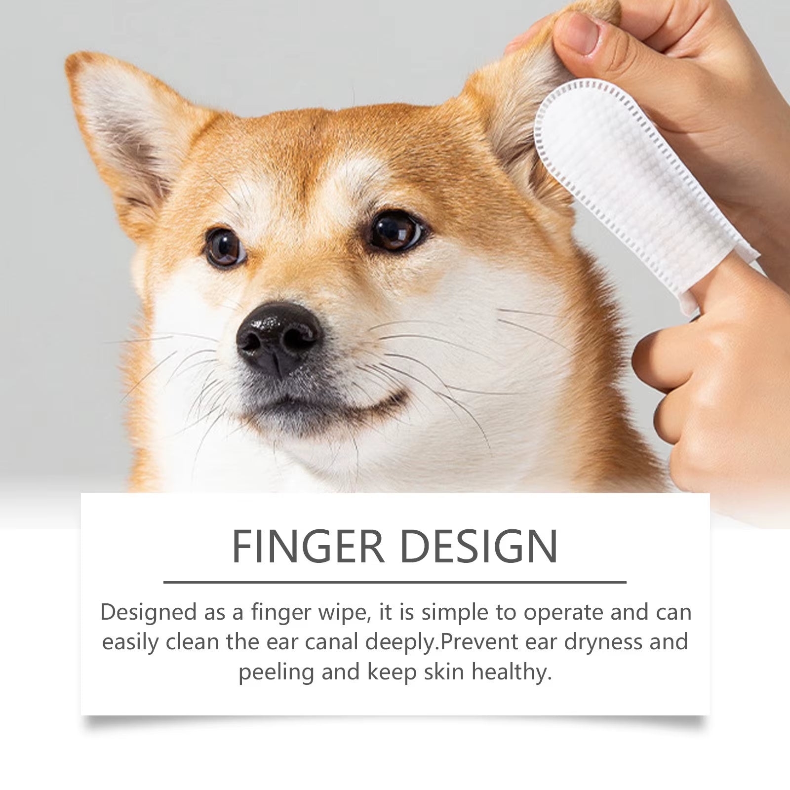 🐾 Dog & Cat Ear Cleaning Finger Wipes – 50pcs Mite & Earwax Remover Pads