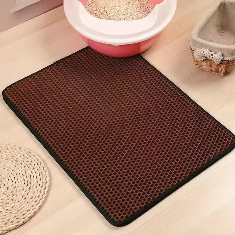 🐾 Double-Layer Waterproof Cat Litter Mat – Keep Your Home Clean & Litter-Free!